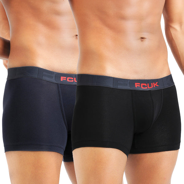 FCUK Flex Archway, Men's Solid Trunks Pack of 2