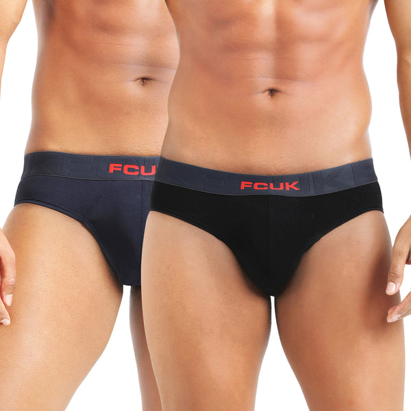 FCUK Flex Archway, Men's Solid Briefs Pack of 2