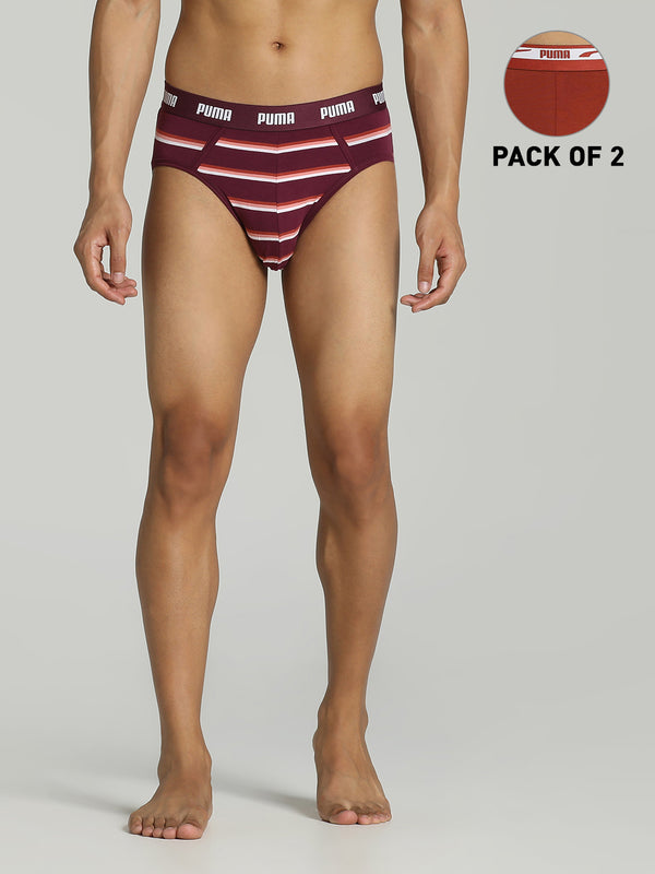 PUMA Stretch Stripe Men's Briefs Pack of 2 with EVERFRESH Technology