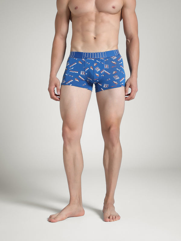 PUMA Bamboo Men's Printed Trunk - Team Royal - Vibrant Oragne - White